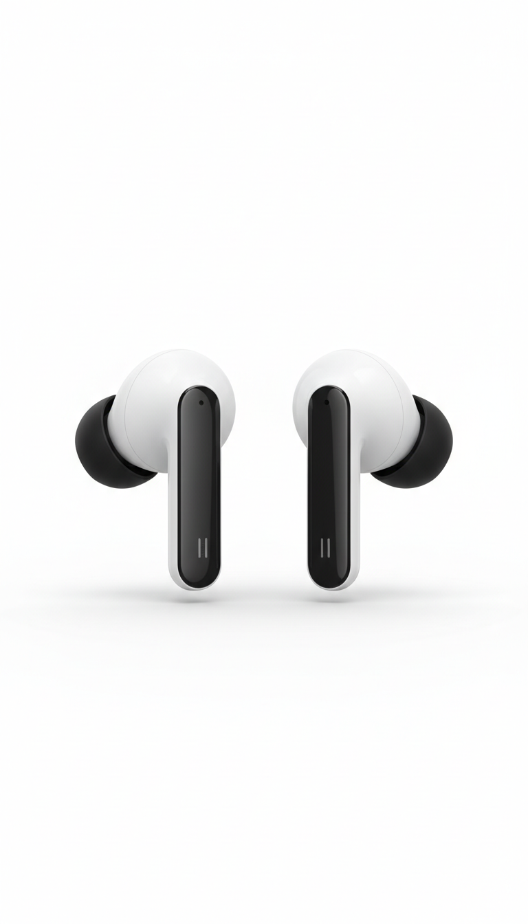 Monochrome wireless earbuds with noise canceling